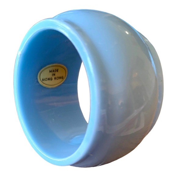 Unbranded Other - 𝅺SET of 8 Vintage 1980's Baby Powder Pastel Blue Acrylic Napkin Rings